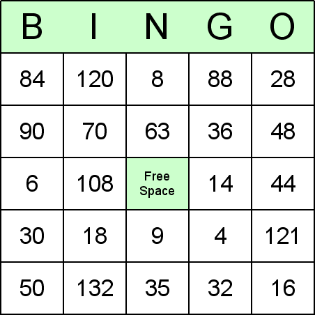 free printable multiplication bingo cards