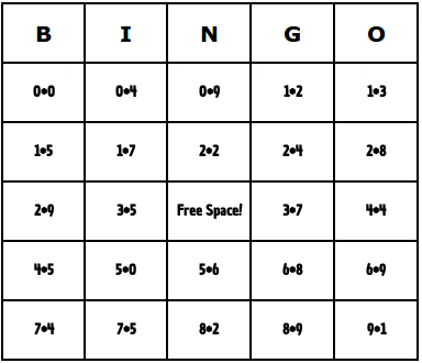 free printable multiplication bingo cards
