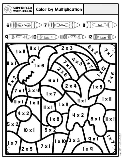 Multiplication Color By Number -Worksheets Library