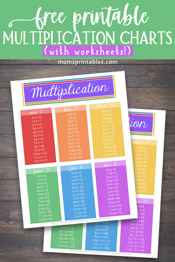 free printable multiplication table chart