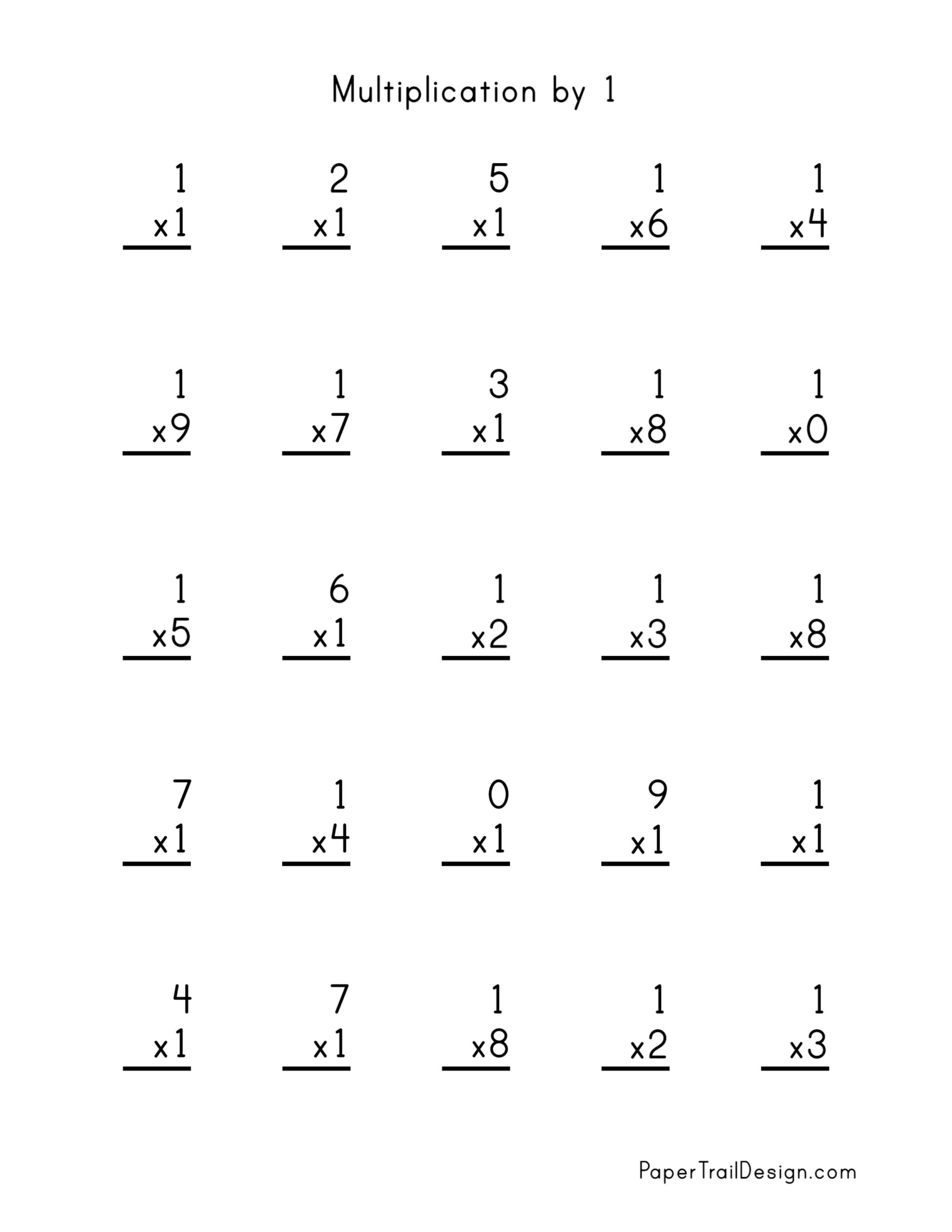 Free Multiplication Worksheets 1-12 - Paper Trail Design