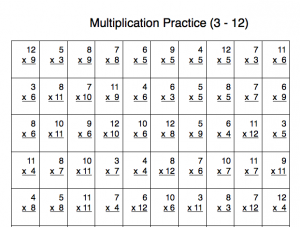 free printable multiplication test
