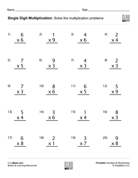 Single Digit Multiplication Worksheet (Set 1) | Homeschool Books ...
