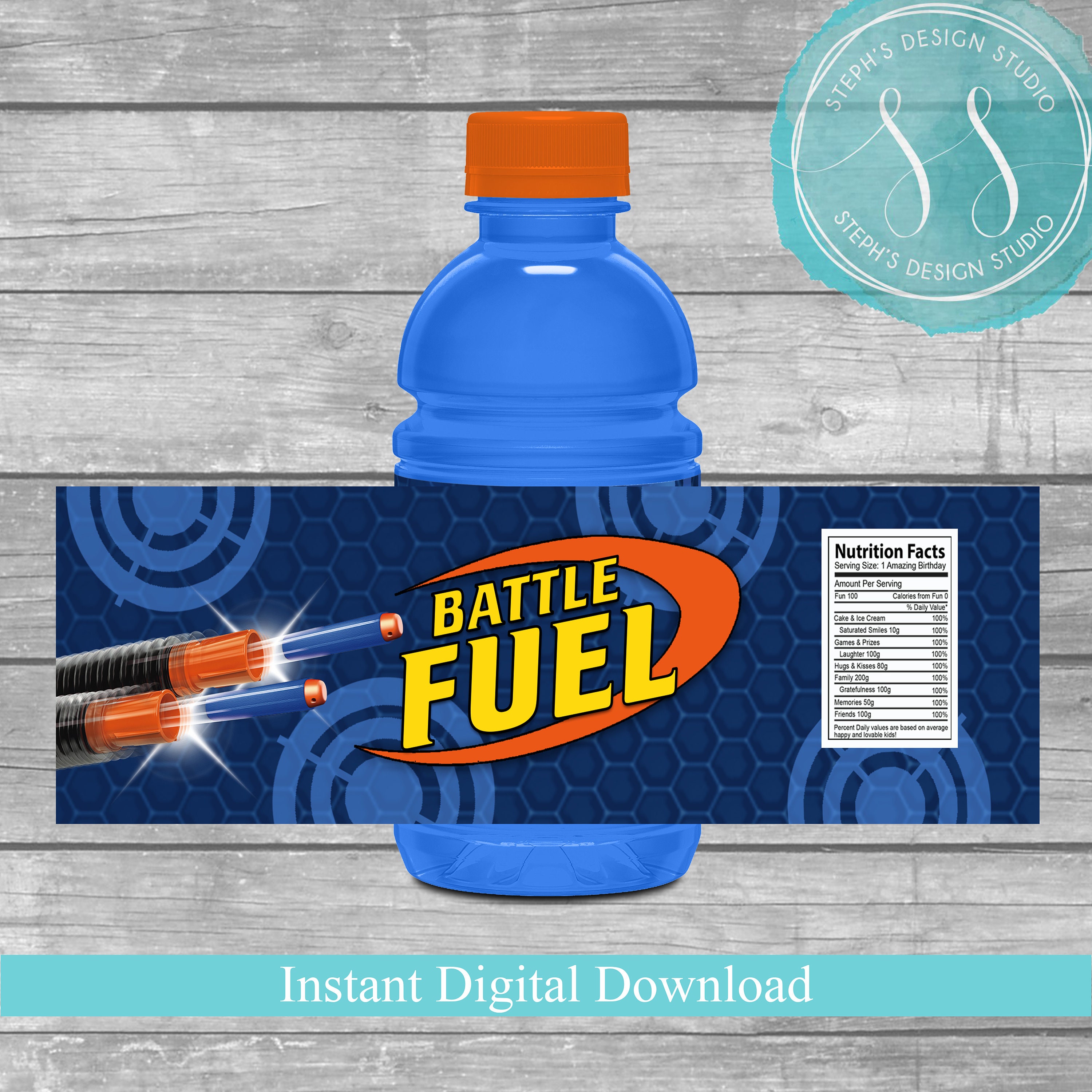 free printable nerf water bottle labels