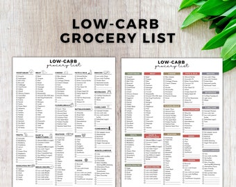 free printable no carb food list