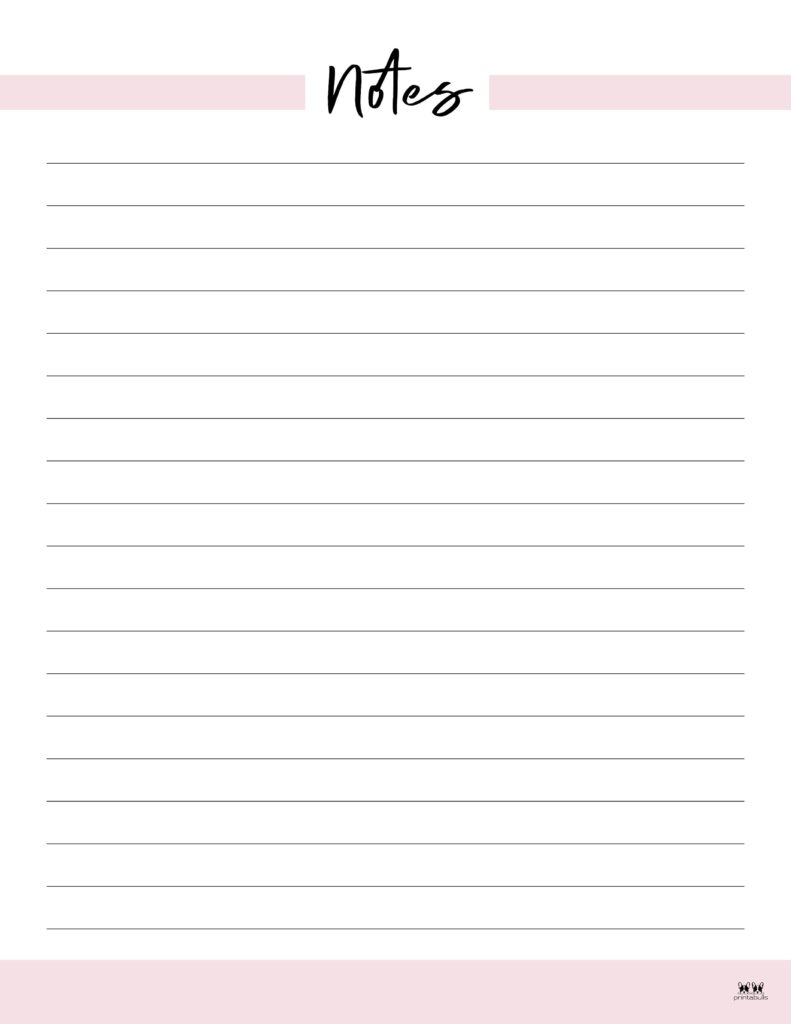 Note Pages &  Templates - 30 FREE Printables | Printabulls