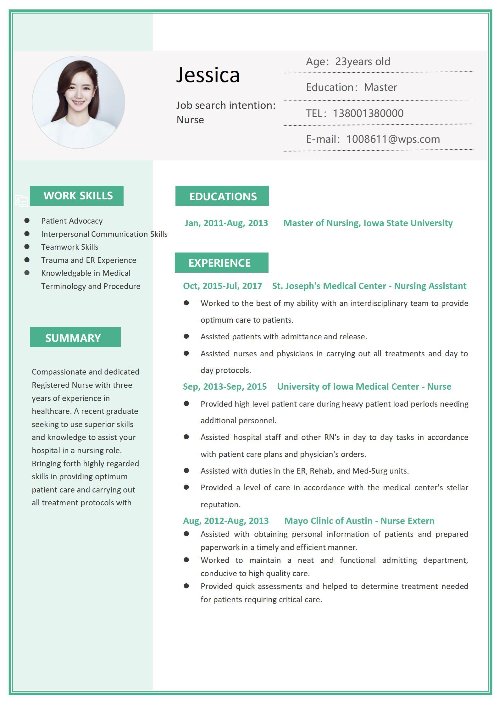 free printable nursing resume templates