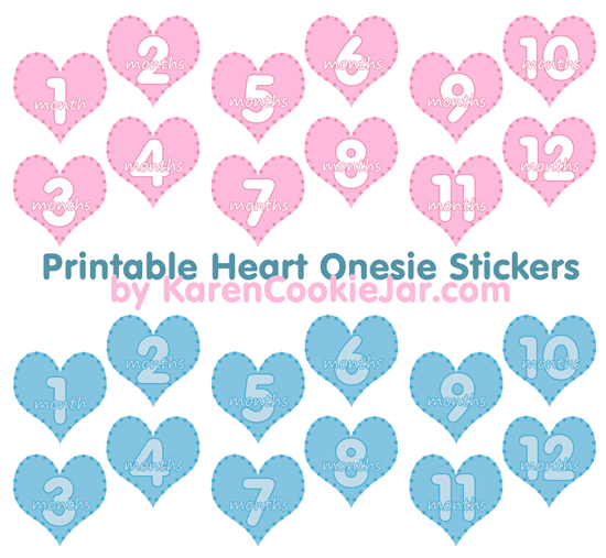 Free Heart Printable Onesie Stickers for Baby Boys &  Girls - Karen ...