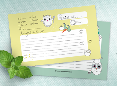 free printable owl recipe cards