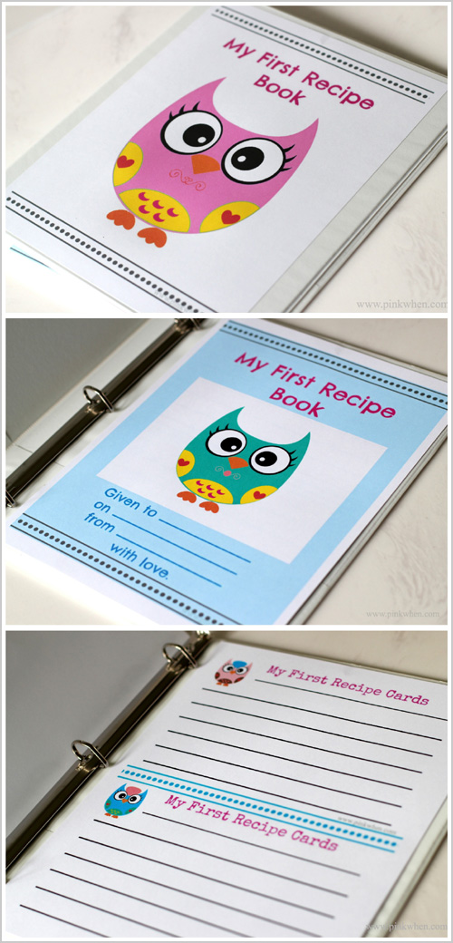 free printable owl recipe cards