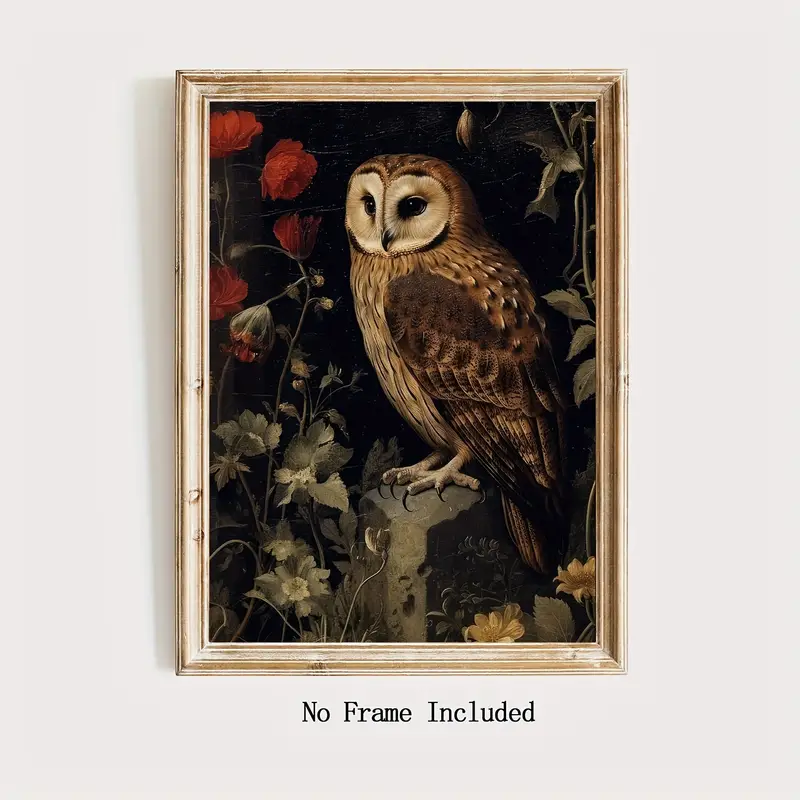 Canvas Wall Art Dark Academic Owl Printable Wall Art Antique ...