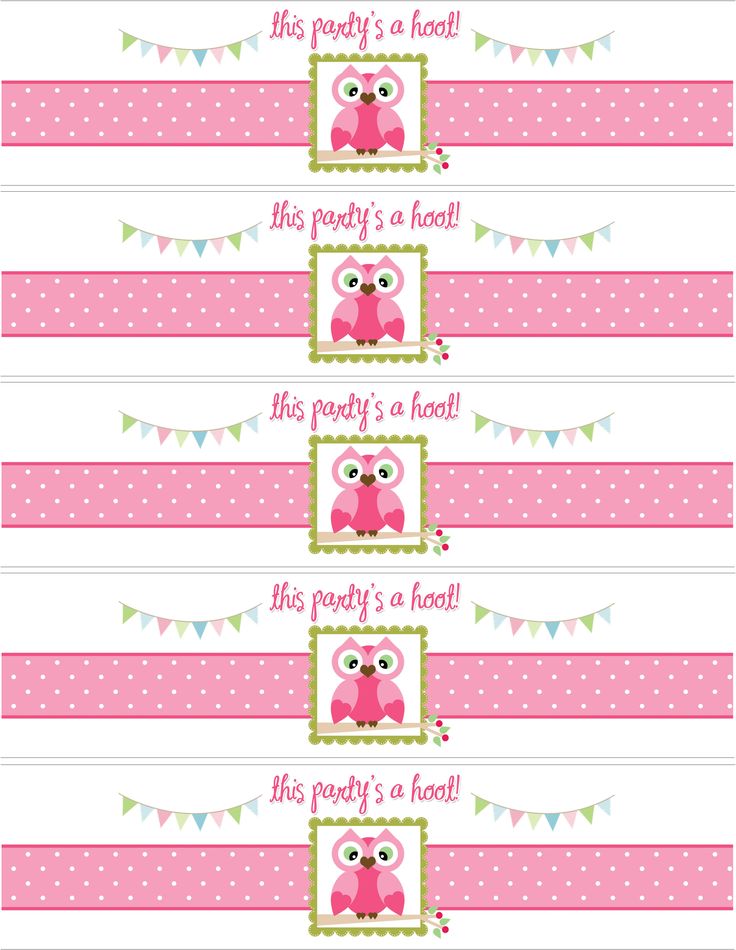 free printable owl water bottle labels