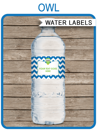 free printable owl water bottle labels