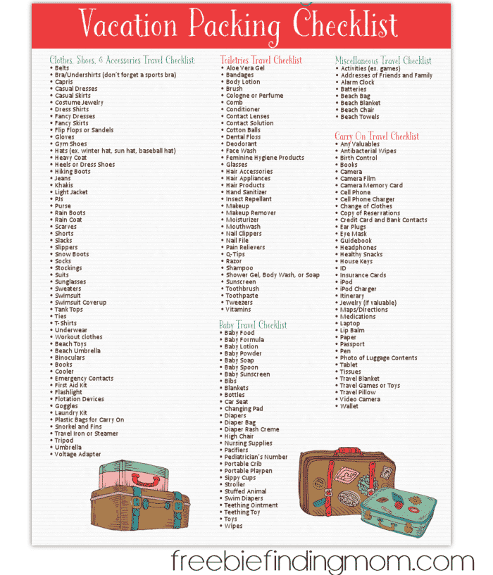 free printable packing list for beach vacation