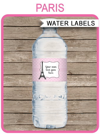 Paris Party Water Bottle Labels template