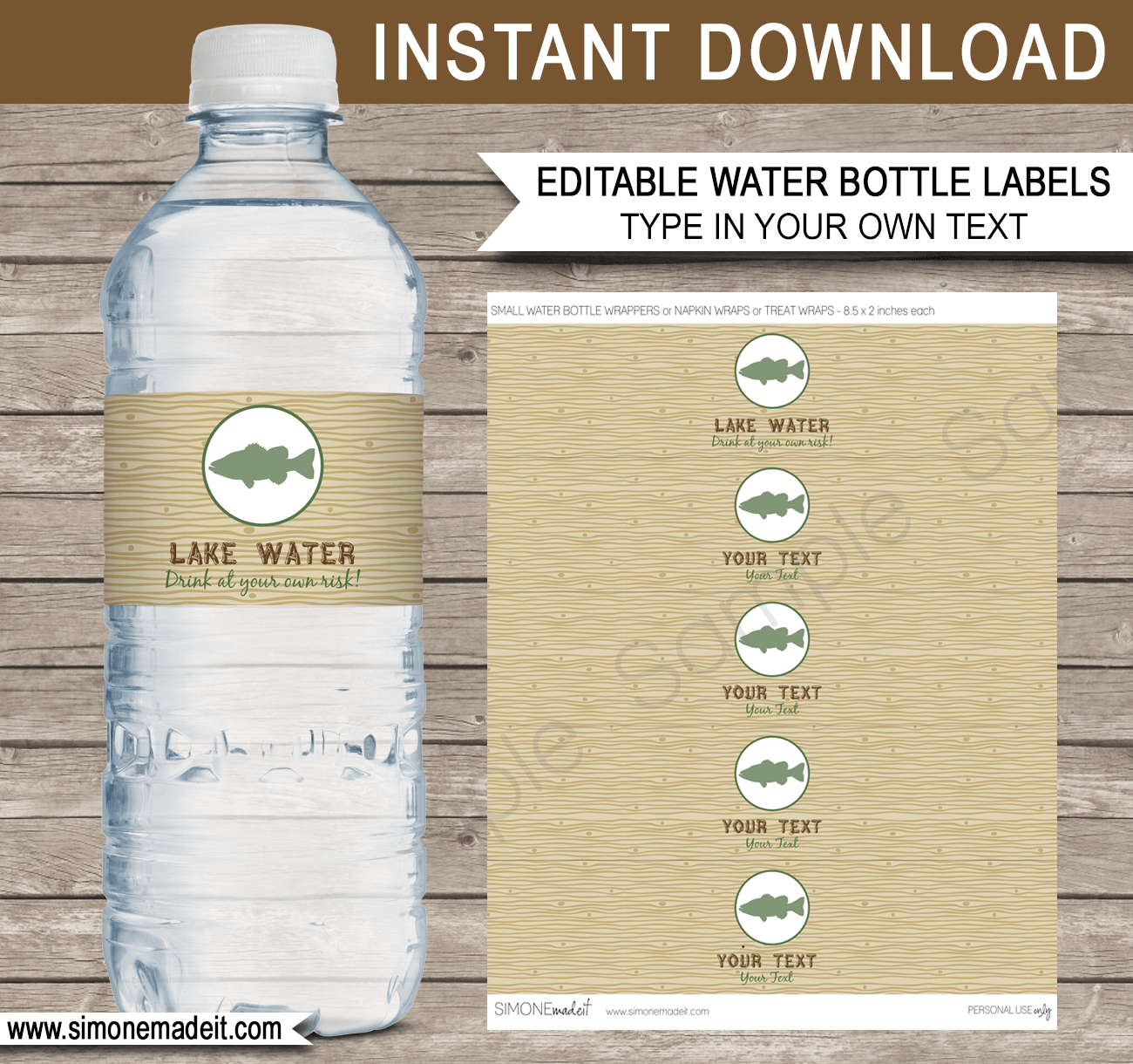 Fishing Party Water Bottle Labels template