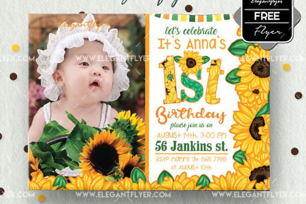 Floral Border Illustrated Birthday Party Invitation Flyer Template ...