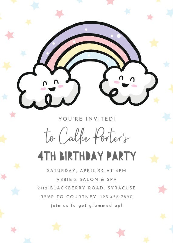 Rainbow Birthday Invitation Templates (Free) | Greetings Island