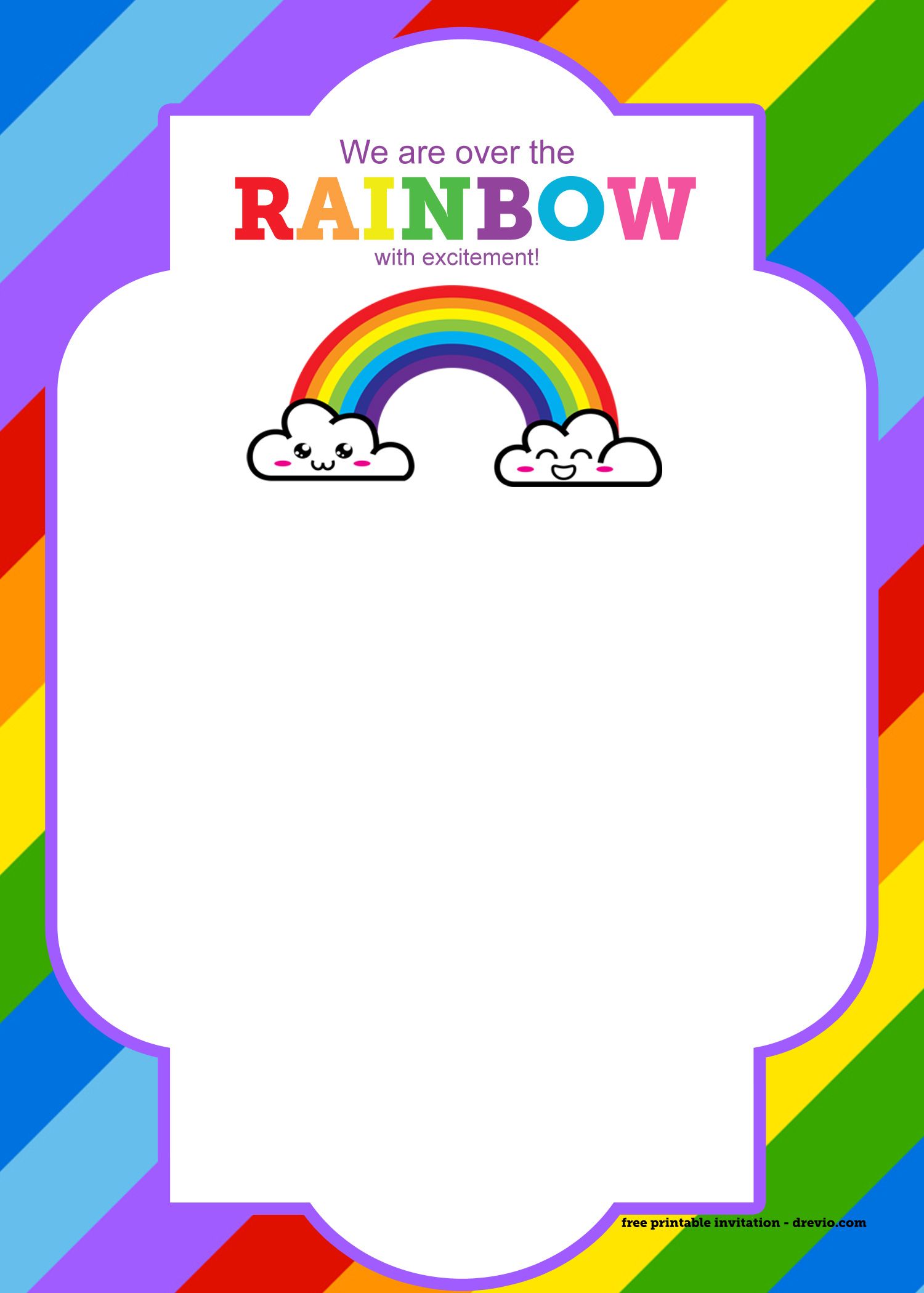 free printable party invitations rainbow