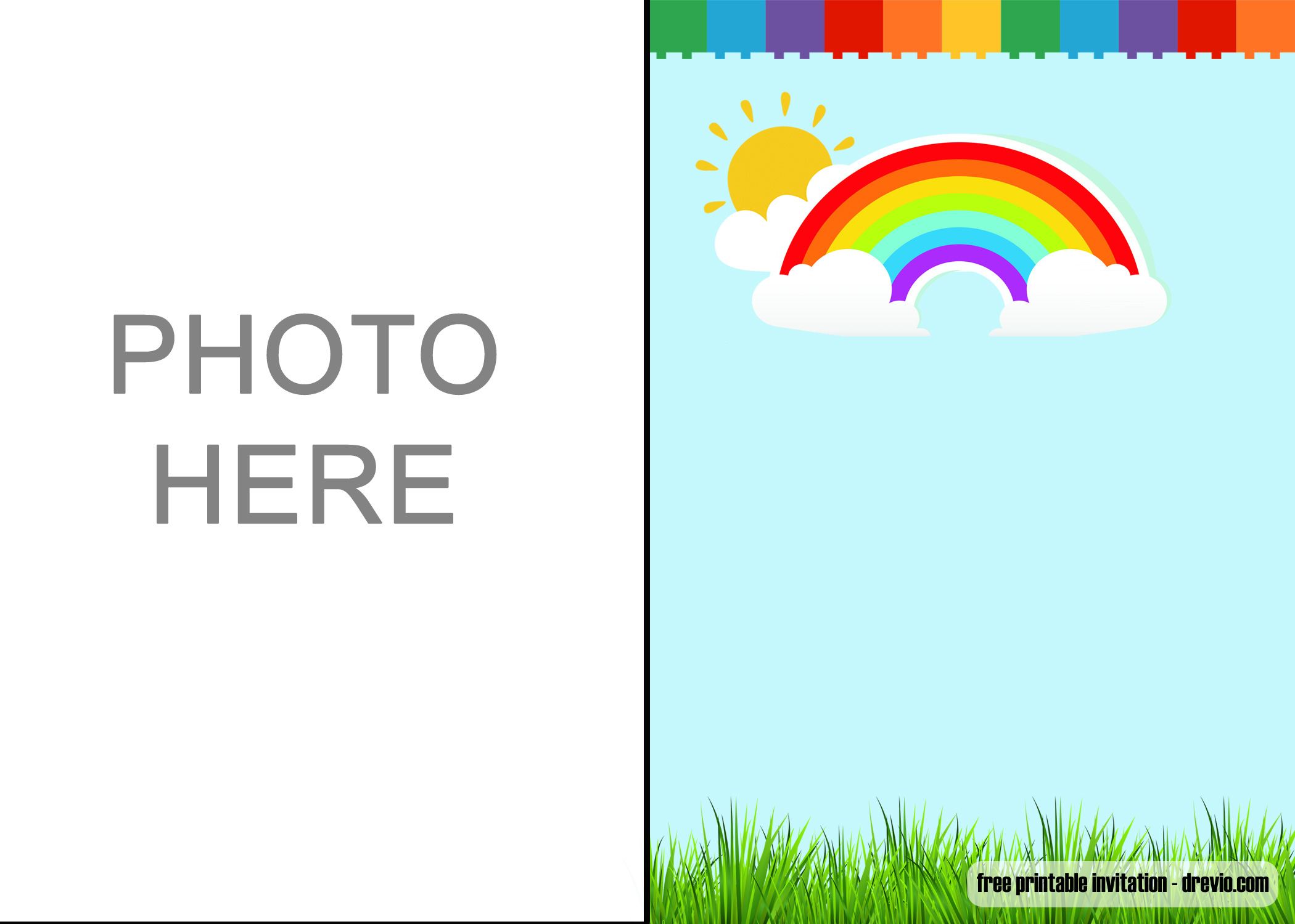free printable party invitations rainbow