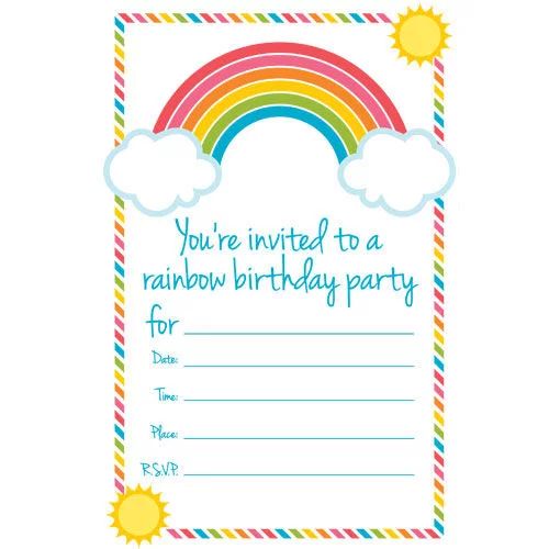 FREE Rainbow Birthday Invitations