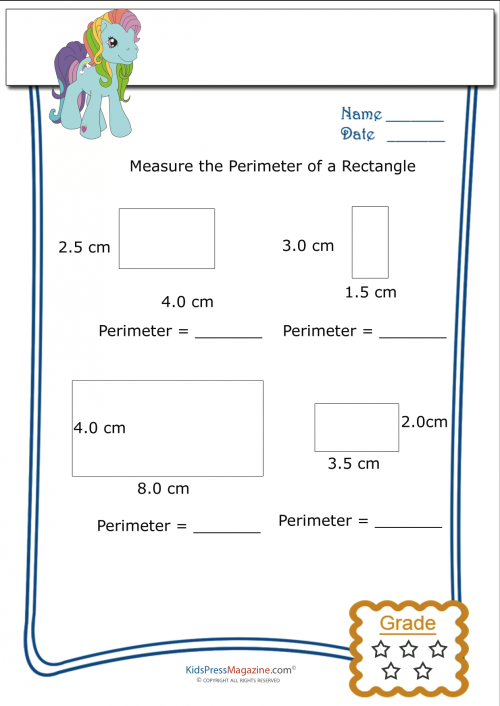 Measure Perimeter Worksheet - Rectangle 4 - KidsPressMagazine.com