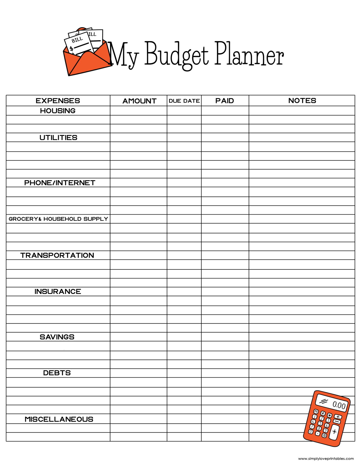 Free Printable Budget Templates | Simply Love Printables