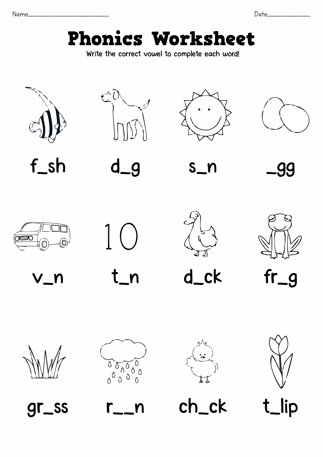 free printable phonics worksheet for 1st grade