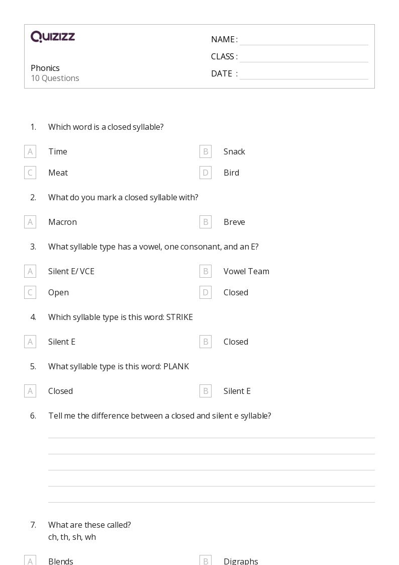 free printable phonics worksheet for 2nd grade