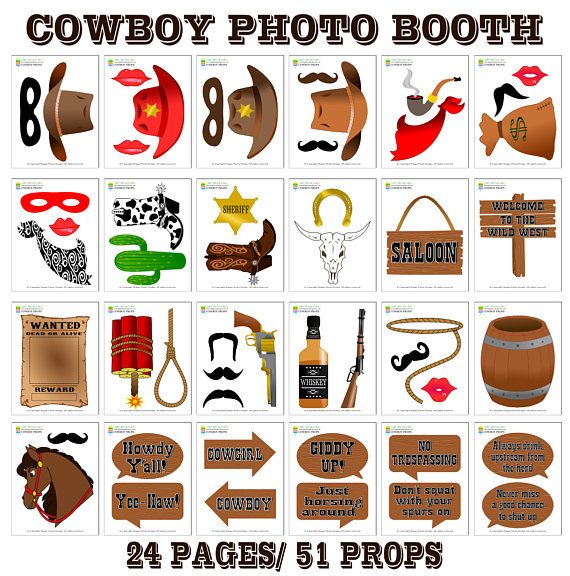 free printable photo booth props cowboy