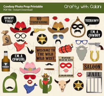 free printable photo booth props cowboy
