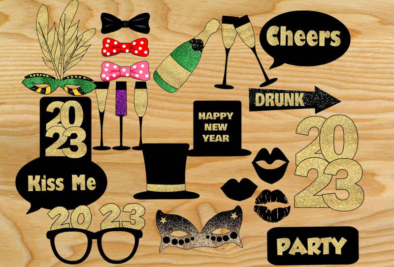 free printable photo booth props new year 2018