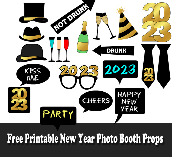 free printable photo booth props new year 2018