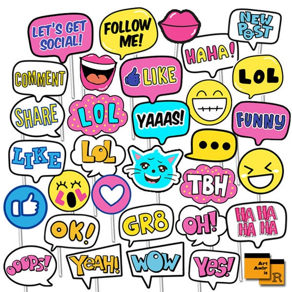 free printable photo booth props social media