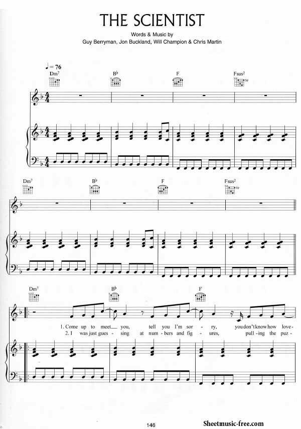free printable piano sheet music the scientist coldplay