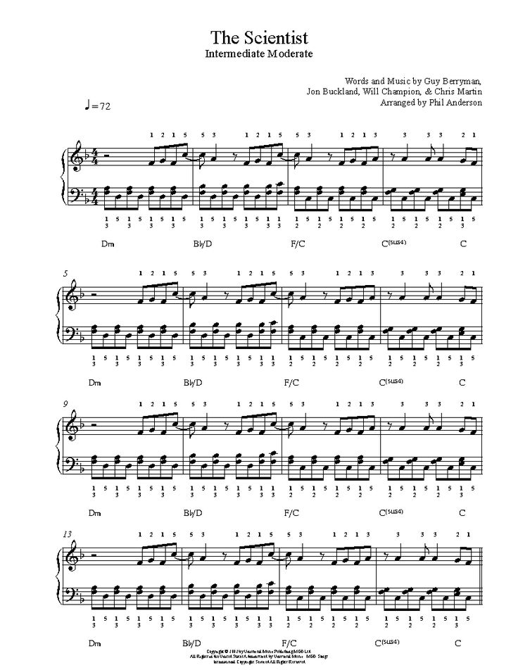 free printable piano sheet music the scientist coldplay