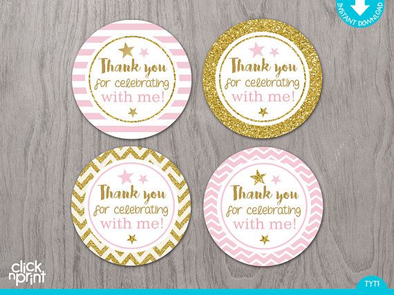 free printable pink and gold thank you tags