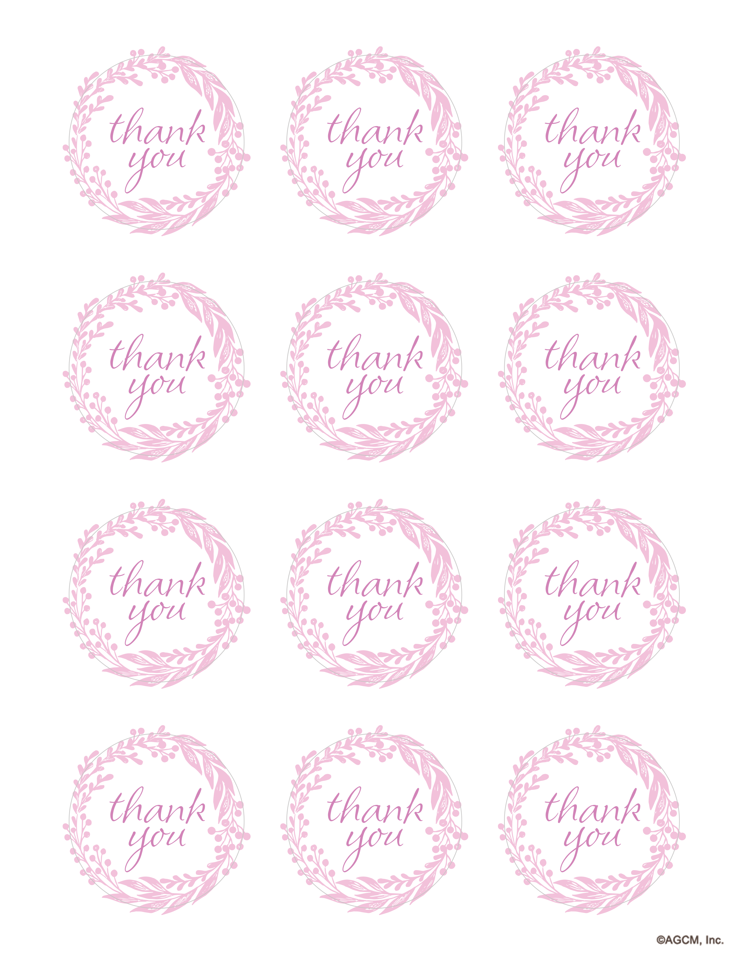 Printable Thank You Tags for Pink and Gold Birthday Party
