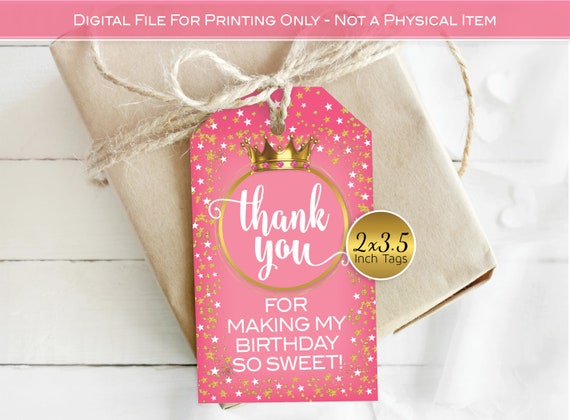 free printable pink and gold thank you tags