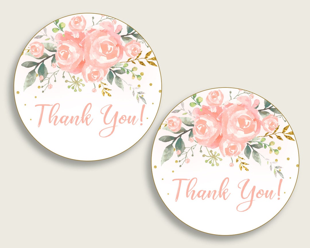 free printable pink and gold thank you tags