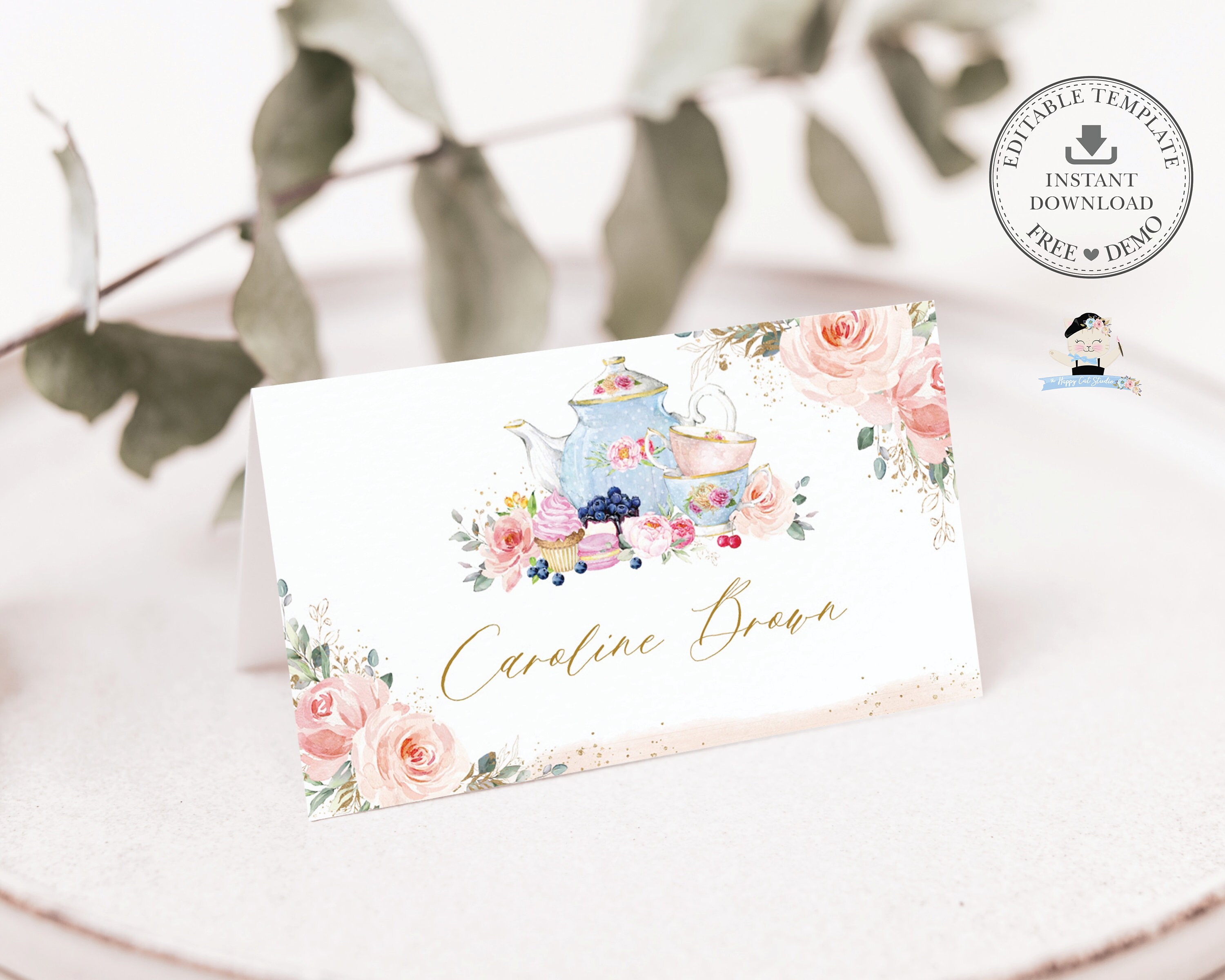 free printable place cards tea party
