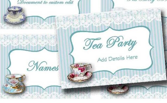 free printable place cards tea party