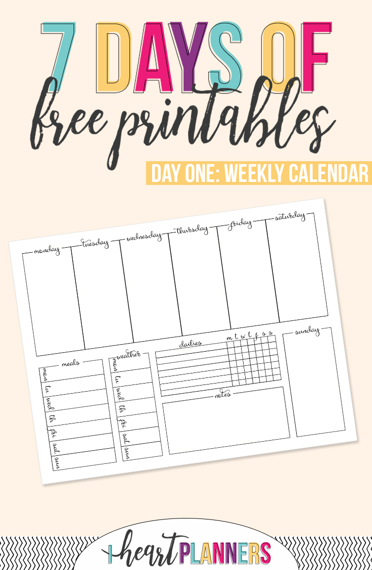 Printable Weekly Calendar - Get Organized HQ
