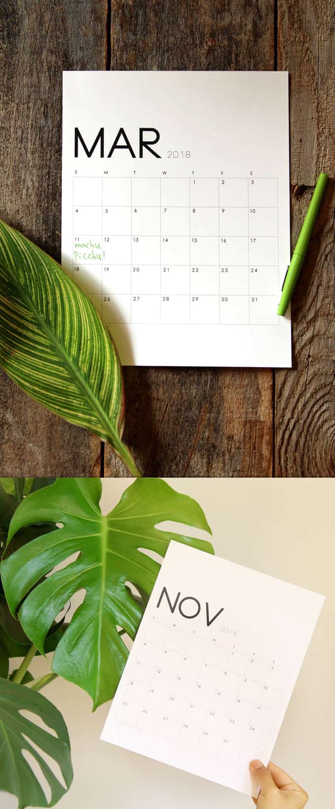 Free Printable 2018 Calendar | EdgyCuts