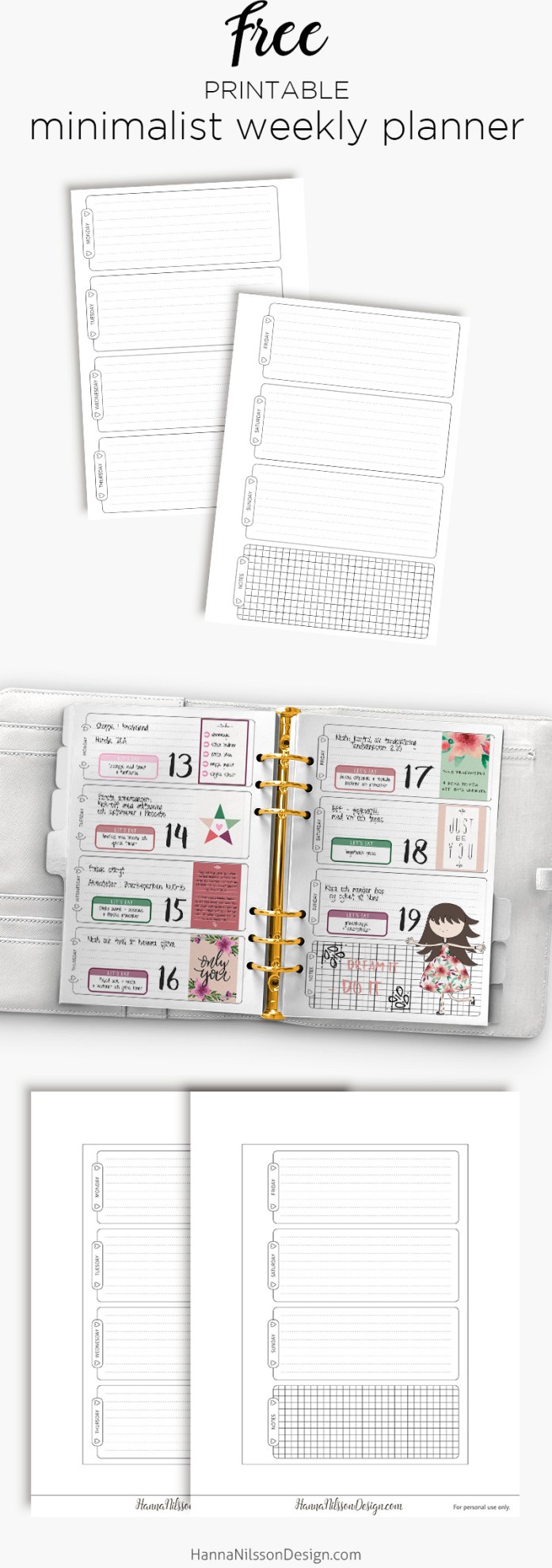 free printable planner 2018 minimalist