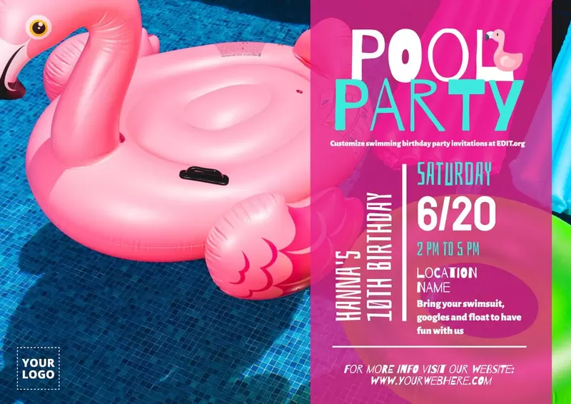 free printable pool party invitations online