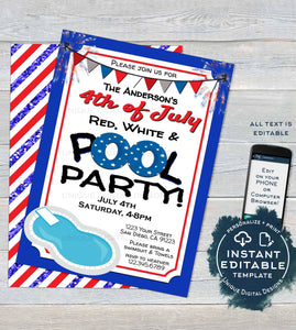 free printable pool party invitations online