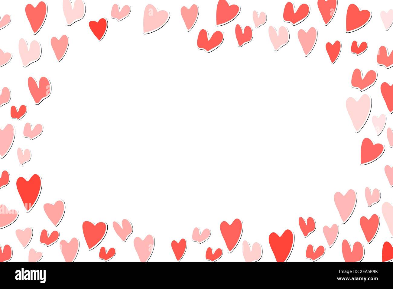 Squared frame with pink hearts. Template holiday border, vector ...