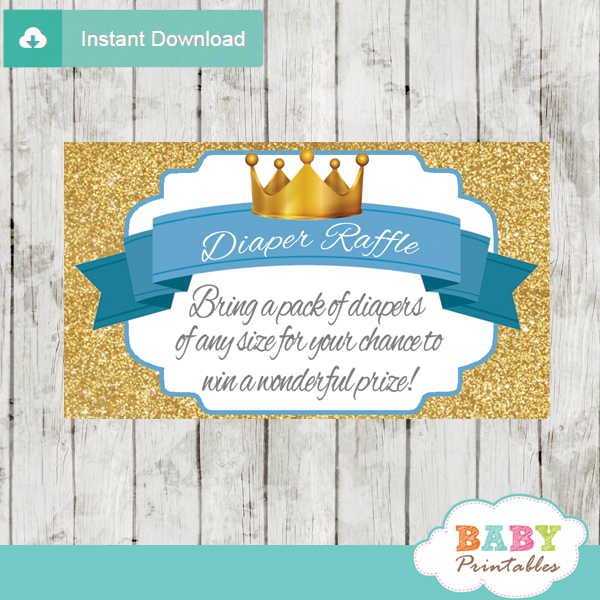 Blue and Gold Royal Prince Diaper Raffle Tickets - D270 - Baby ...