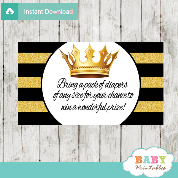 Black and Gold Royal Prince Diaper Raffle Tickets - D271 - Baby ...